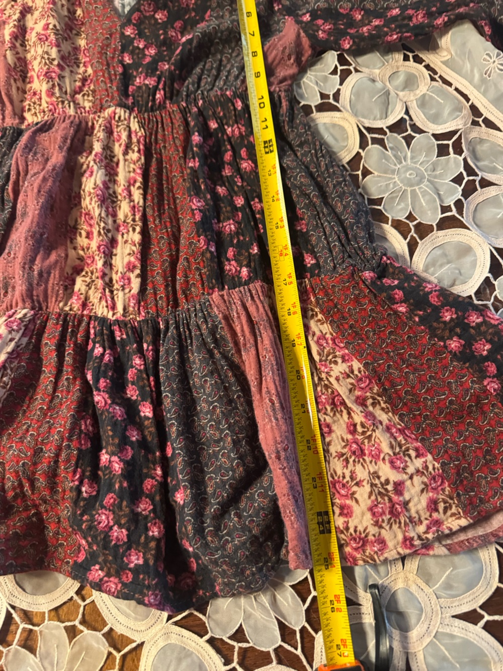Zara Girls Patchwork Floral Prairie Boho Babydoll Dress Size 9 134 Western B9 - Picture 8 of 9